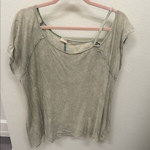 Free People Light Olive Short Sleeve Tee